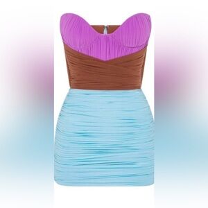 Alex Perry Stone Ruched Cup Wrap Mini Dress